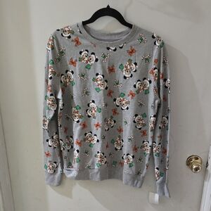 Disney Gray Sweatshirt with Mickey Mouse and Festive Accents